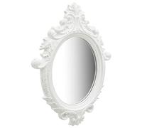 Castle Style Wall Mirror with Decorated Frame White 56 x 76 cm Oval Full Length Mirror for Hallway Bedroom Bathroom Living Room Decoration and Makeup