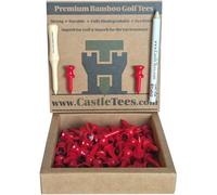 Castle Tees 40 Moso Bamboo Premium Golf Tees Various Sizes/Colours Twice the Strength of Regular Bamboo Very Strong, Do Not Break Easily & Biodegradable. Great Golf Gift (Tin, 70mm)