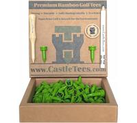 Castle Tees Official Bamboo Golf Tees up to 140 Tees 9 Sizes & Colours Premium Super Strong in Orange Purple Pink Sky Blue White Yellow Navy Blue Red Green Free Pitch Repair Tool