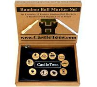 Castle Tees Positive Motivational Golf Ball Markers Set of 10 in a Zip Tee Bag with Free Pitch Repair Tool & Pencil in a Gift Box. Great Golf Ball Marker Gift for Christmas a Birthday or Golf Prize