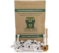 Castle Tees White 50 x 51mm 2 inch White Premium Bamboo Golf Tees Free Pitch Repair Tool, Ball Marker & Pencil. Twice the strength of regular bamboo very strong & durable & a Great Golf Gift.