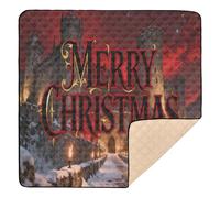 Castle - Themed "Merry Christmas" Design Large Sturdy Baby Gym & Activity Mat for Floor Washable Activity Gym Mat for Newborns Babies Infants Toddlers, 50'' x 50''