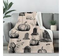 Castle Tombstone Couch Blanket 40x50 Inch, Bat Pumpkin Throw Blanket for Bed Cozy Blankets, Spooky Halloween Fleece Blankets Warm Soft Lightweight for Fall Summer Spring Winter
