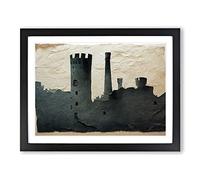 Castle Torn Paper Framed Print | A3 Black Framed Wall Art | Ready to Hang | Modern Cityscape Picture | Living Room Bedroom Lounge Office