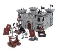 Castle Toy Playset Model, Ancient Roman Assembled Knight Toys Model DIY Medieval Miniature Toy Model Including Castle Trolleys Soldiers Medieval Plastic Knight Action