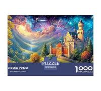 Castle Under Cosmic Sky with Rivers And Hills 1000Pc Jigsaw Puzzle Fantasy Architecture Premium Quality, Great for Adults & Kids 38x26cm/1000pcs