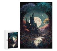 Castle Under The Moonlit Sky, 300 PCS Displayable Picture Puzzle, New Year Puzzle Gift, for Screen-Free Relaxation at Home