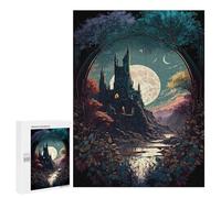 Castle Under The Moonlit Sky Displayable Picture Puzzle, 500 PCS - New Year Gift; for Couples, Friends And Family