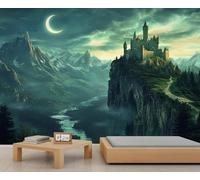 Castle Wall Mural, Castle 3D Wallpaper, Fairytale Scenery Mural for Farmhouse Living Room Bedroom Sofa TV Background Decor - 200x140cm