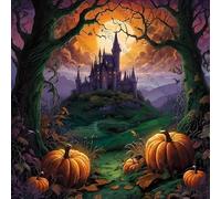 Castle with Pumpkins and A On The Background Puzzles for Adults, Impossible Hard Difficult Challenging Jigsaw_500pcs