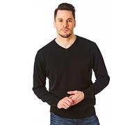 Castle Point Mens Cspknt003 Herren-strickpullover Mit Rundhalsausschnitt Cotton Soft Touch V Neck Knitted Jumper Sweater, Black - M, Black - V Neck, M UK