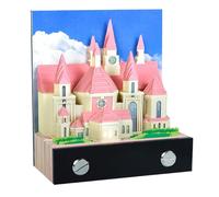 Castles Paper Art - 9cm Acrylic Paper, 2026 Desk Calendar Notepad, Creative | Illuminated Castle Papers Art Sculpture, DIY Building Block Decoration For Home, Office, Dorm And Gift Use