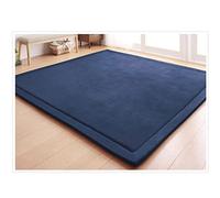 CASTLYE Coral Velvet Kids Rug - 0.79" Baby Play Mat, Crawling Mats for Children, Dark blue, 78.74x78.74in