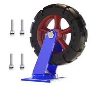 Castor 1pcs Industrial Heavy Duty Caster Silent Castor With Stainless Steel Screws Steel Plate Rubber Wheel With Brake Furniture Castors With Ball Bearings 6'' 8'' 10