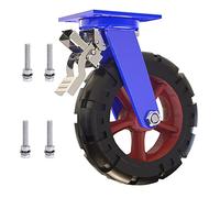 Castor 1pcs Industrial Heavy Duty Caster Silent Castor With Stainless Steel Screws Steel Plate Rubber Wheel With Brake Furniture Castors With Ball Bearings 6'' 8'' 10'' 12'' For Outdoor