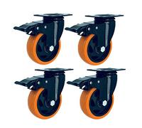 Castor， 4pcs,Brake Casters,Swivel Plate Caster, Polyurethane Wheel Heavy Duty Industrial Castors Replacement for Carts
