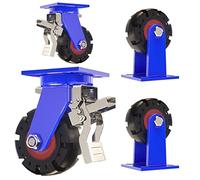 Castor Heavy Duty Solid Rubber Steel Hub Casters With Top Lock Brake, Swivel Caster Wheel For Commercial/Industrial Application, Puncture Proof Wheelbarrow Tire(4 Piece Set)Load 2200lbs