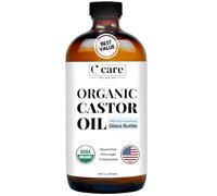 Castor Oil 100% Pure Organic Cold Pressed Unrefined Glass Bottle | USDA Certified Organic | Hexane Free Extra Virgin | for Hair Growth Eyebrows Eyelashes Skin and Castor Oil Pack Wrap | 16oz