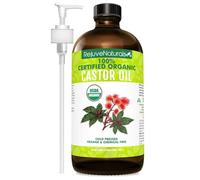 Castor Oil (16oz Glass Bottle) USDA Certified Organic 100% Pure Cold Pressed Hexane Free by RejuveNaturals. Boost Hair Growth for Eyelashes Eyebrows & Hair. Natural Dry Skin Moisturizer