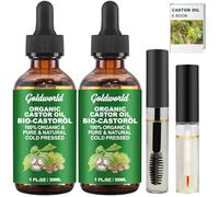 Castor Oil,2 Packs w/Free Lash&Brow Brushes&E-Book,100% Pure Hair Oil for Eyebrow Lash Eyelash Beard Growth Serum Dry Hair Skin Care Essential Oils,Gifts for Women Men Mum Wife Her