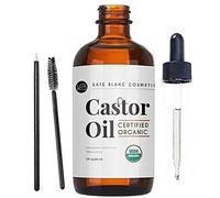 Castor Oil (2oz), USDA Certified Organic, 100% Pure, Cold Pressed, Hexane Free Stimulate Growth for Eyelashes, Eyebrows, Hair. Skin Moisturizer & Hair