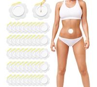 Castor Oil Belly Button Patch, 120 Count Castor Oil Patches for Belly Button, Non-Woven Fabric, Flower Shape, White, 6x6cm