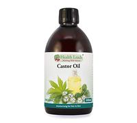 Castor Oil Cold Pressed & Organic 500ml, Unrefined - Pure & Natural, No-GMO, Hexane & Solvent Free, Vegan, For Strong, Healthy, Shiny Hair, Beard, Eyelashes & Eyebrows, Ideal For All Skin Types