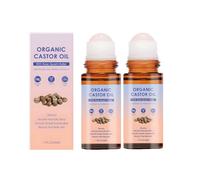 Castor Oil Cold Pressed Organic Roll-On with Rose Quartz, Castor Oil Organic, 50 ml Roller Ball Castor Oil Cold Pressed Organic, Massage Oil for Face Hair Skin Body Care Scalp Oil