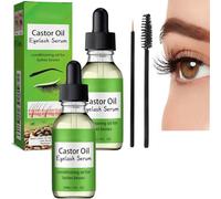 Castor Oil for Eyelashes and Eyebrows, Castor Oil Eyelash Serum, Strengthen Eyelashes Longer and Thicker,Castor Oil for Hair Face, Skin and Body Moisturizer (2PCS)