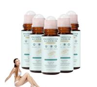 Castor Oil &Frankincense Roll On Glass Bottle, 50ml Cold-Pressed Oil for Face Neck Body, Roller Ball Castor Oil, Nourish Eyelashes Eyebrows Cuticles, Reduce Fine Lines Dark Circles Puffiness (5p)