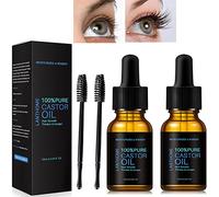 Castor Oil, Hair Growth Oil for Eyebrows,Eyelashes, Pure Cold Pressed Castor Oil, Hair Growth Serum with Eyelash Brush, Nourishes and Hydrates, Dry Hair Skin Care Essential Oil (2pc)