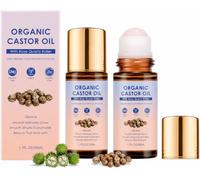 Castor Oil Natural with Roller, 2026 Organic Castor Oil Cold Pressed, Organic Castor Oil with Rose Quartz Roller, Natural Ingredients, Organic Castor Oil Cares for the Skin, Gently, for Stomach, Face