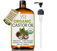 Castor Oil Organic Cold Pressed Glass Bottle 32oz For Hair Growth, Eyebrow