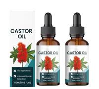 castor oil pack-Clear texture, not greasy-Supports Digestion，Muscle Relaxation -Suitable for all skin types（ 1.69 FL.OZ）,2Pcs