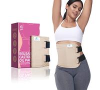 Castor Oil Pack, Leakproof Castor Oil Pack Wrap with Adjustable Strap Reusable Organic Castor Oil Packs for Liver Detox, Insomnia, Constipation, Less Inflammation (Apricot)