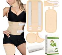 Castor Oil Pack Wrap - 6Pcs Castor Oil Packs for Liver Detox, Organic Castor Oil Wraps for Entire Body Waist Neck Breast Knee, Adjustable Castor Oil Compress Pack Wrap Kit for Small to Plus Size