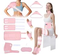 Castor Oil Pack Wrap, 9 Pcs Organic Castor Oil Packs Kit for Entire Body Neck Shoulder Waist Back Hand Knee Leg and Feet, Reusable Pads Kit for Hot/Cold Castor Oil Compress for Woman/Man【Pink】