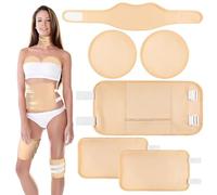 Castor Oil Pack Wrap Kit, 6 Pcs Reusable Organic Castor Oil Pack for Neck Chest Waist Back Knee Feet, Adjustable Compress Wrap for Liver Detox,Aid Sleep,Improve Circulation Digestion