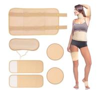Castor Oil Pack Wrap Kit - 6Pcs Reusable Organic Castor Oil Compress for Neck, Waist, Chest, Knee & Ankles, Adjustable Wraps with Elastic Straps for Sleep, Detox, Constipation, Inflammation Relief
