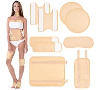 Castor Oil Pack Wrap Kit, 9 Pcs Reusable Organic Castor Oil Pack for Neck Chest Waist Back Knee Feet, Adjustable Compress Wrap for Liver Detox,Aid Sleep,Improve Circulation Digestion