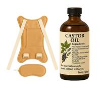Castor Oil Pack Wrap Organic - Castor Oil Pack Kit Belly Button Cotton for Stomach Liver Detox Neck Abdomen Waist - Organic Cold Pressed Unrefine