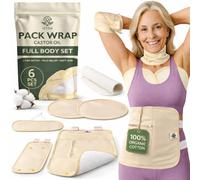 Castor Oil Pack Wrap Organic Cotton Flannel, 6 Pcs Castor Oil Wrap Compress for Stomach Neck Breast Knee, Reusable Pads for Liver Detox, Anti Oil Leak (Oil Not Included)