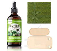 Castor Oil Pack Wrap Set with Organic Castor Oil-Reusable Cotton Wraps for Liver & Neck Detox, Adjustable & Leak-Proof Design, Cold-Pressed Hexane-Free Oil, Gifts Box for Women Self Care & Relaxation