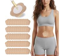 Castor Oil Patches for Belly Button, Upgraded 3.15" Large Castor Oil Pack Wrap Organic Cotton, Leak-Proof & No Wash Disposable Self Patch, Breathable & Portable for Navel, Joints & Sleep, Nude, 3.15