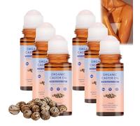 Castor Oil Roll-On, Great Castor Oil Roller Ball For Face And Body, Helps Improve Skin Texture And Dryness, Supports A Smooth Appearance, Relaxing Scent, Portable And Easy-To-Use Roller Ball (6 PCS)