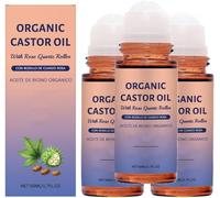 Castor Oil with Rose Quartz Roller Gently Nourishes Skin Essential Oil Body Massage Care Liquid Deep Hydration & Smoothing for All Skin Types