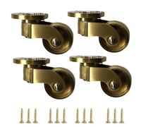 Castor,Swivel Castor,Caster with Brakes,4 Pack Swivel Casters Wheels,Solid Brass Furniture Casters,Antique Polished Castor,Wheel Diameter 1inch,Load 150kg,for Cabinet Sofa Co