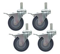 castor wheel, 3 inches Rubber Swivel Casters 30mm Thread Stem Multiple Sizes 130kg Capacity Pack of 4(Brake,M10)
