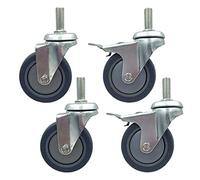 castor wheel, 3 inches Rubber Swivel Casters 30mm Thread Stem Multiple Sizes 130kg Capacity Pack of 4(Brake+universal,M12)