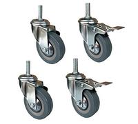 castor wheel, Heavy Duty PU Swivel Casters With 30mm Threaded Stem For Pack Of 4(Brake+universal,M12)